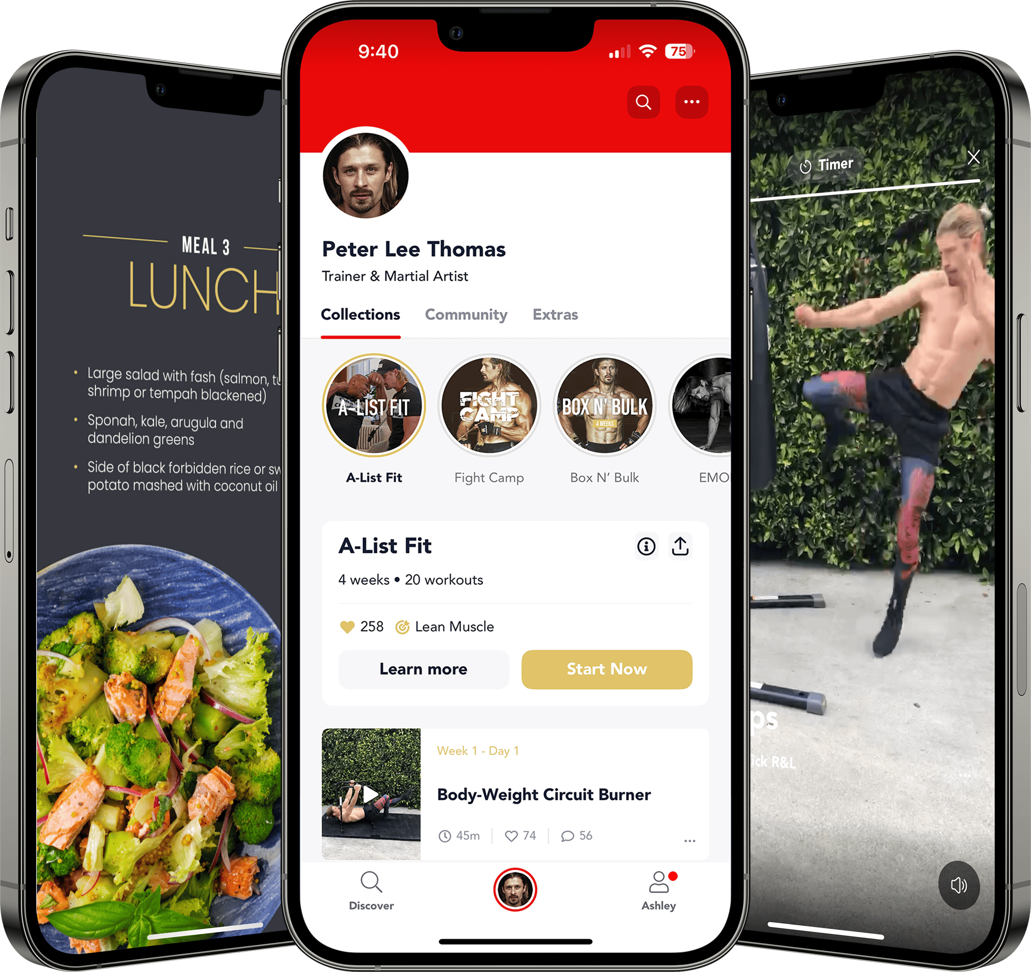 Screenshots of Peter Lee's Training App